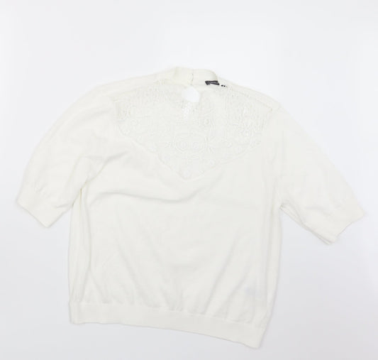 Womens UK Size 14 Marks and Spencer White Pullover Jumper