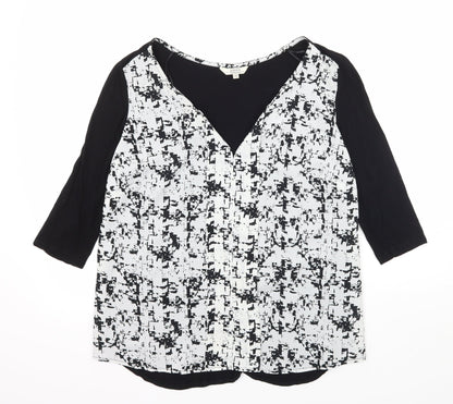 Papaya Womens Black Geometric Jersey Tunic Blouse Size 14