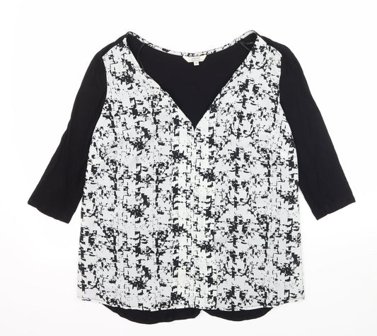 Papaya Womens Black Geometric Jersey Tunic Blouse Size 14