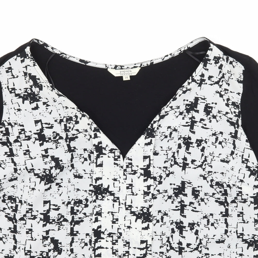 Papaya Womens Black Geometric Jersey Tunic Blouse Size 14