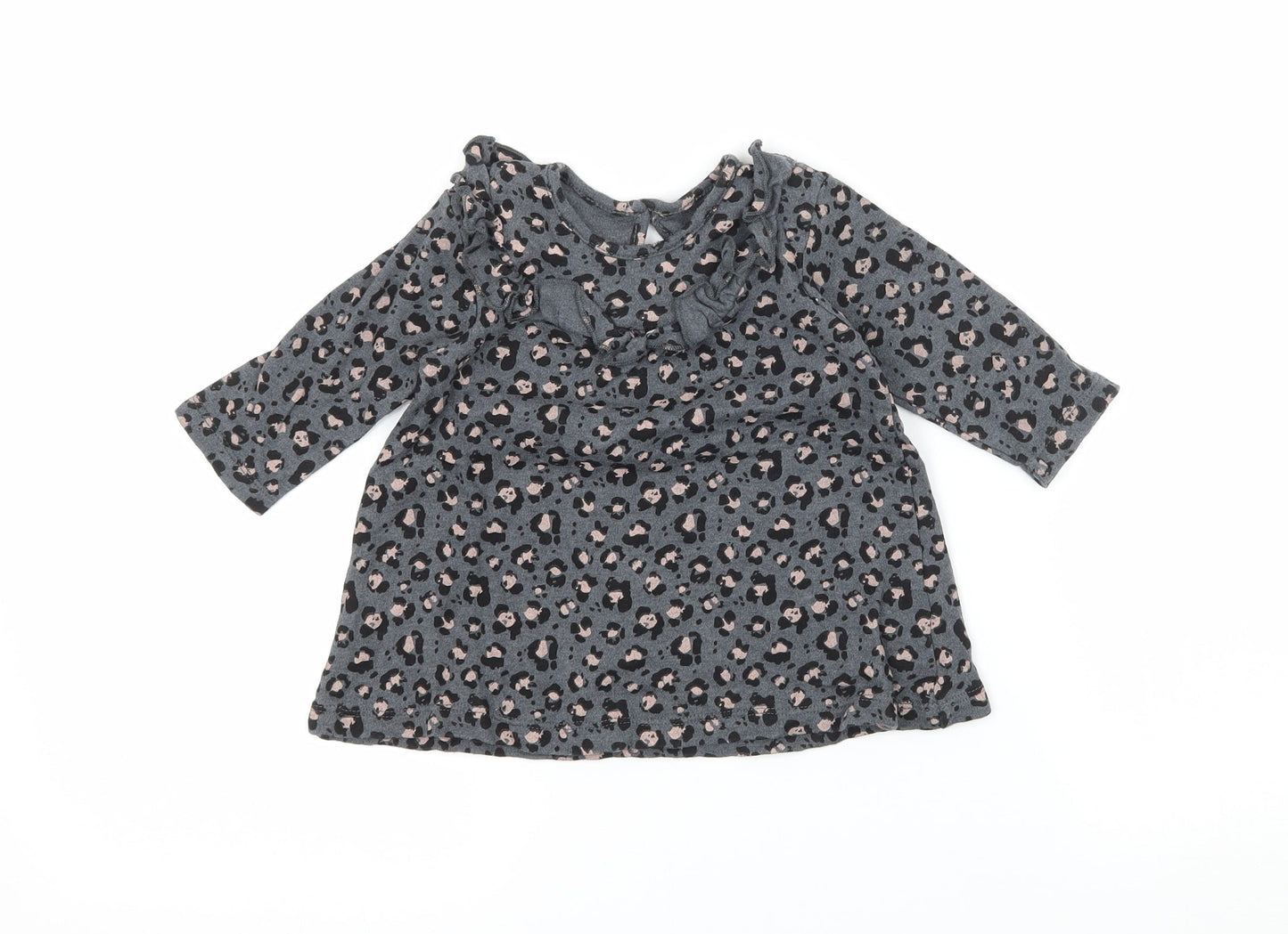 George Girls Grey Animal Print Jacquard T-Shirt Dress  Size 3-6 Months