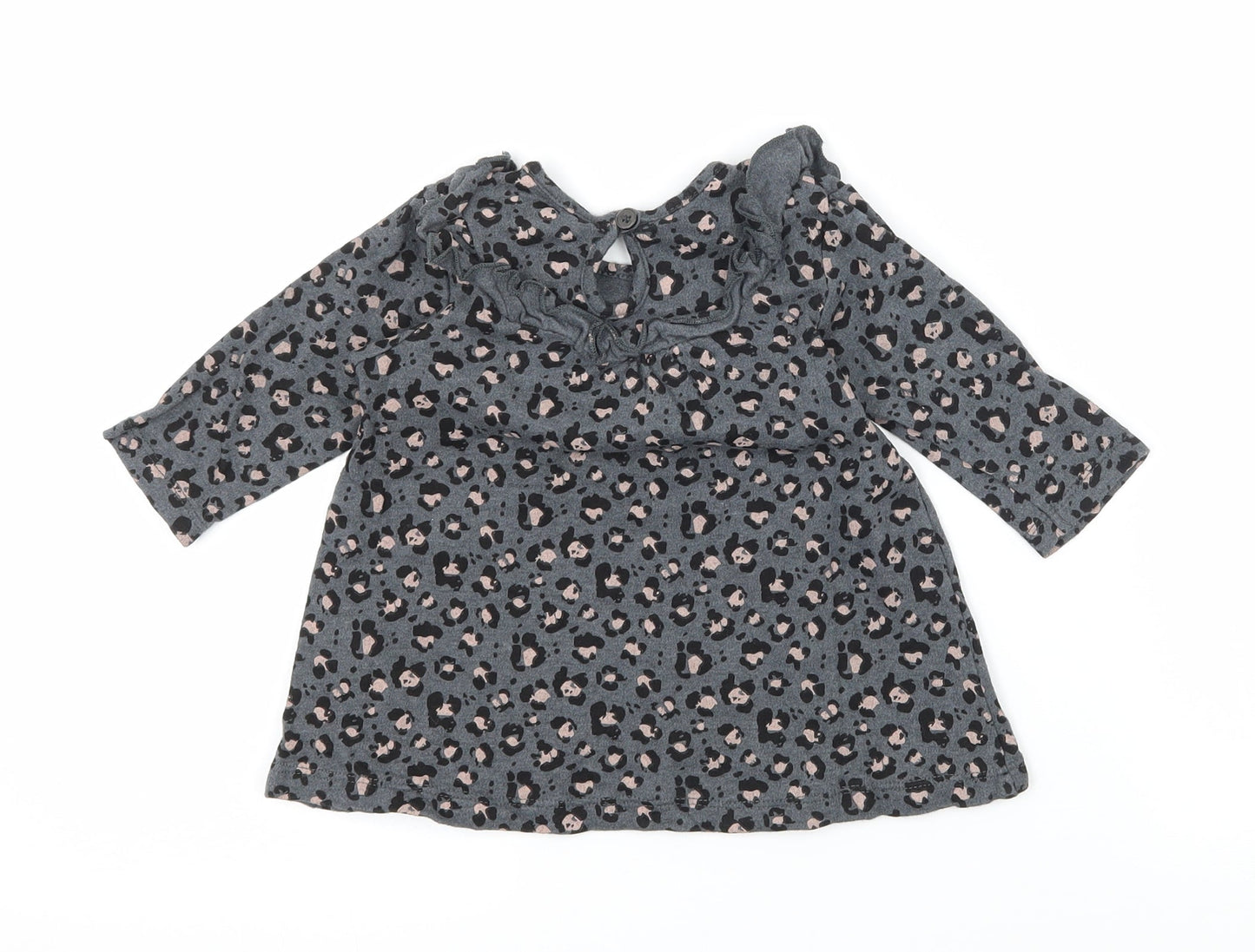 George Girls Grey Animal Print Jacquard T-Shirt Dress  Size 3-6 Months