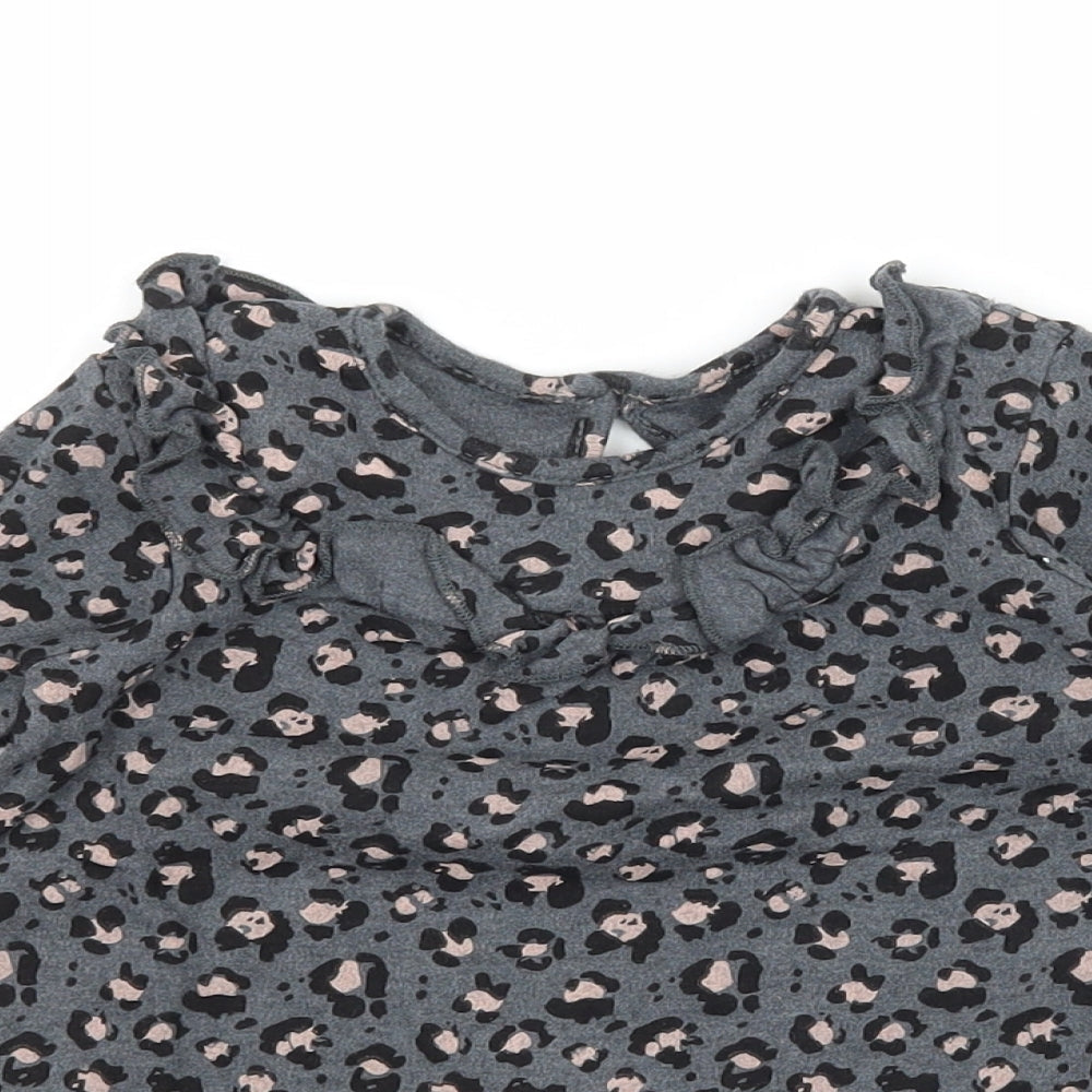 George Girls Grey Animal Print Jacquard T-Shirt Dress  Size 3-6 Months