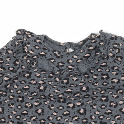 George Girls Grey Animal Print Jacquard T-Shirt Dress  Size 3-6 Months