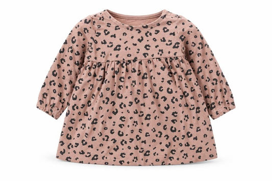 F&F Girls Pink Animal Print Jersey T-Shirt Dress  Size 3-6 Months
