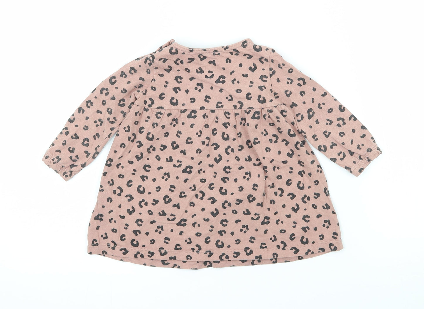 F&F Girls Pink Animal Print Jersey T-Shirt Dress  Size 3-6 Months
