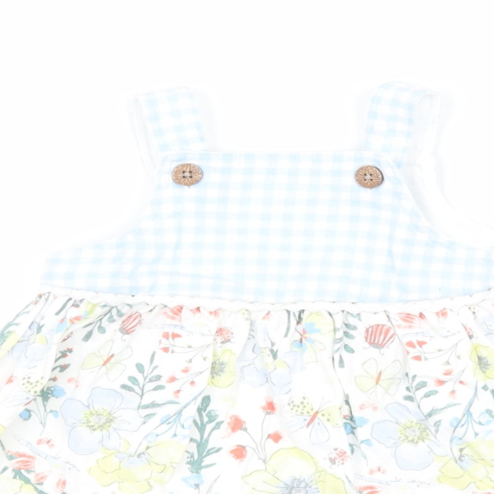 Nutmeg Girls  Floral  Pinafore/Dungaree Dress  Size 3-6 Months