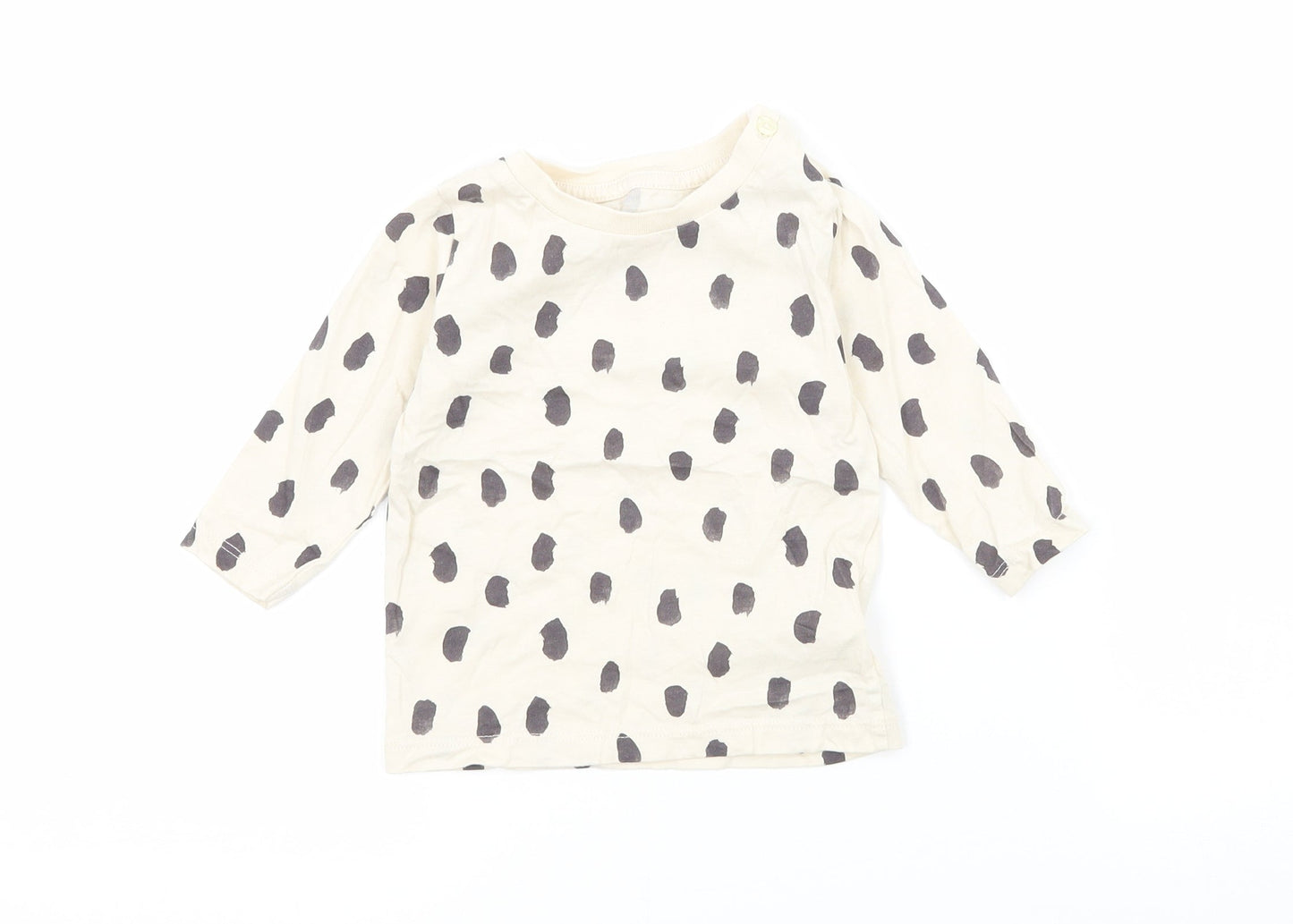 M&S Baby Beige Polka Dot Jersey Basic T-Shirt Size 3-6 Months