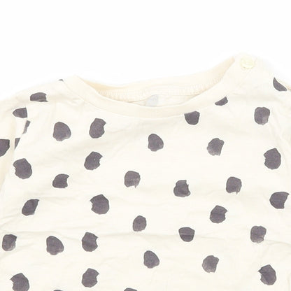 M&S Baby Beige Polka Dot Jersey Basic T-Shirt Size 3-6 Months