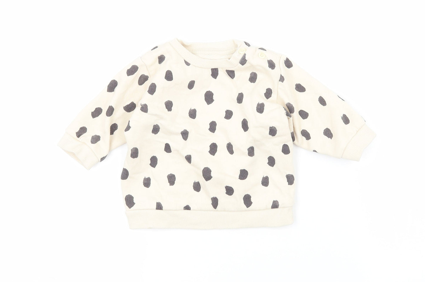 &S Baby Beige Polka Dot Jersey Pullover Jumper Size 3-6 Months