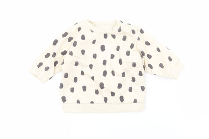 &S Baby Beige Polka Dot Jersey Pullover Jumper Size 3-6 Months