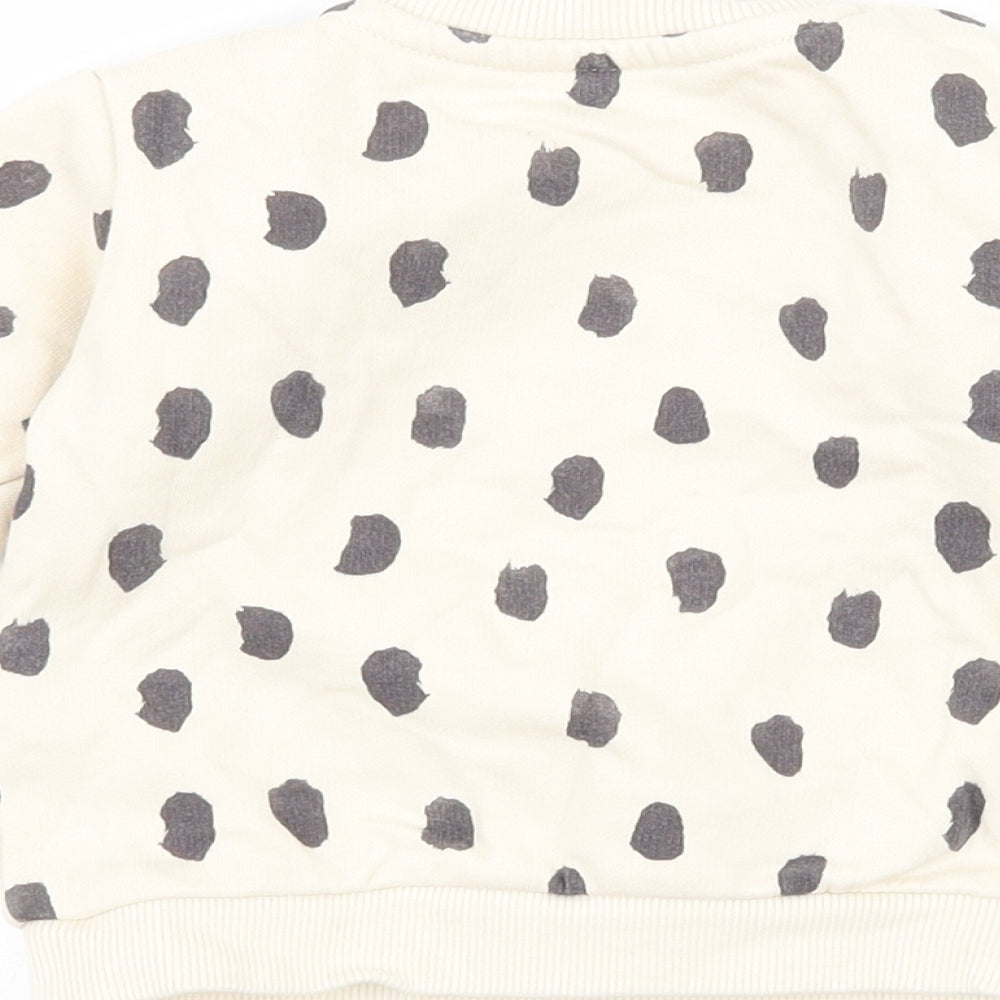 &S Baby Beige Polka Dot Jersey Pullover Jumper Size 3-6 Months