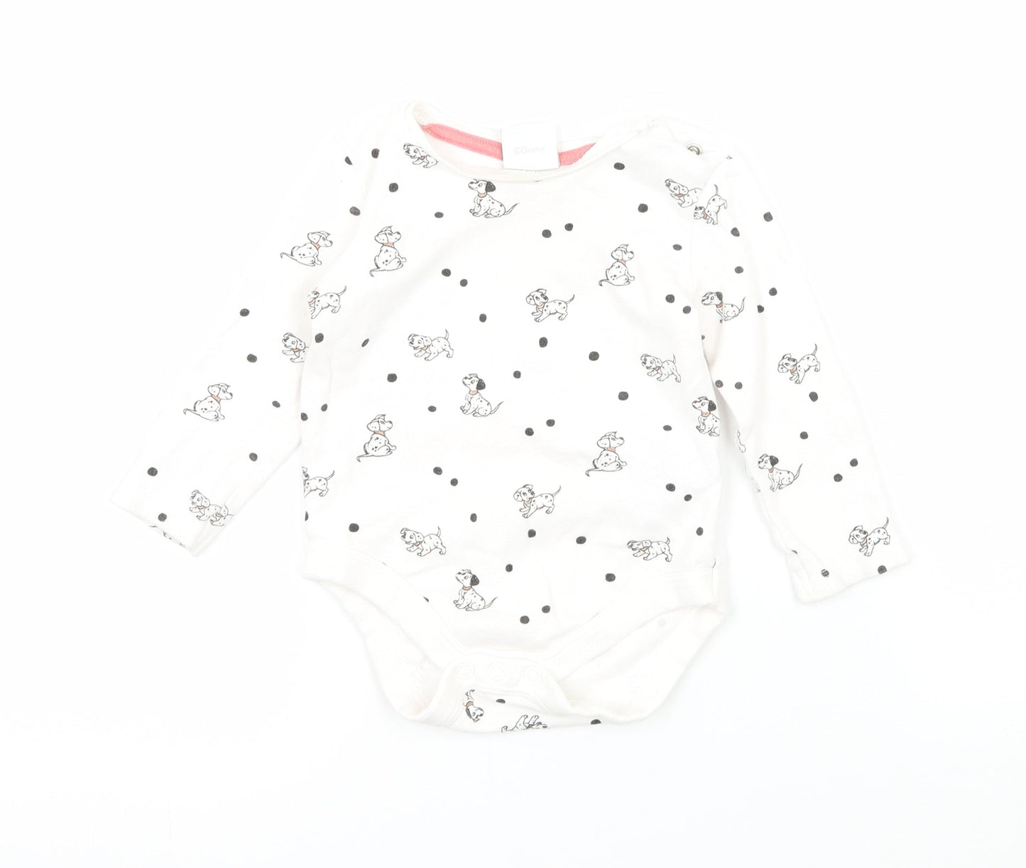 Disney Girls White Polka Dot Jersey Babygrow One-Piece Size 6-9 Months