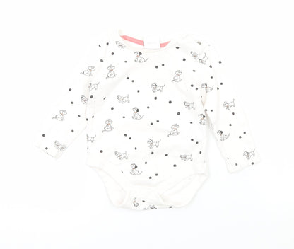 Disney Girls White Polka Dot Jersey Babygrow One-Piece Size 6-9 Months