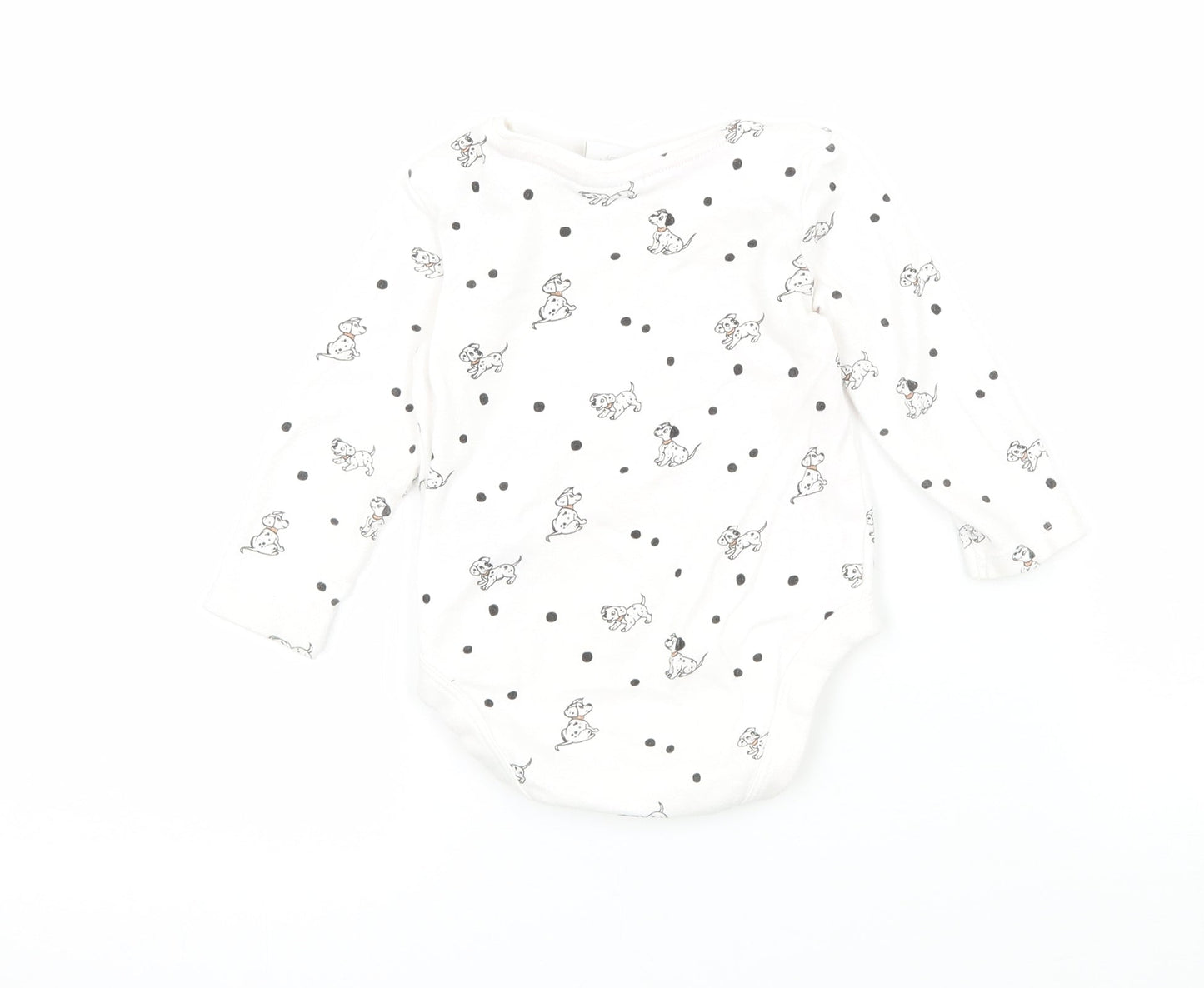Disney Girls White Polka Dot Jersey Babygrow One-Piece Size 6-9 Months
