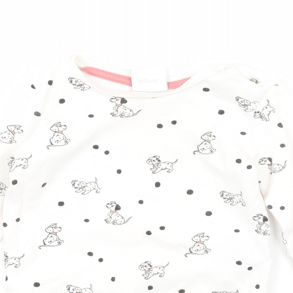 Disney Girls White Polka Dot Jersey Babygrow One-Piece Size 6-9 Months