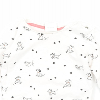 Disney Girls White Polka Dot Jersey Babygrow One-Piece Size 6-9 Months