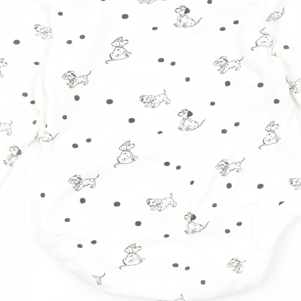 Disney Girls White Polka Dot Jersey Babygrow One-Piece Size 6-9 Months