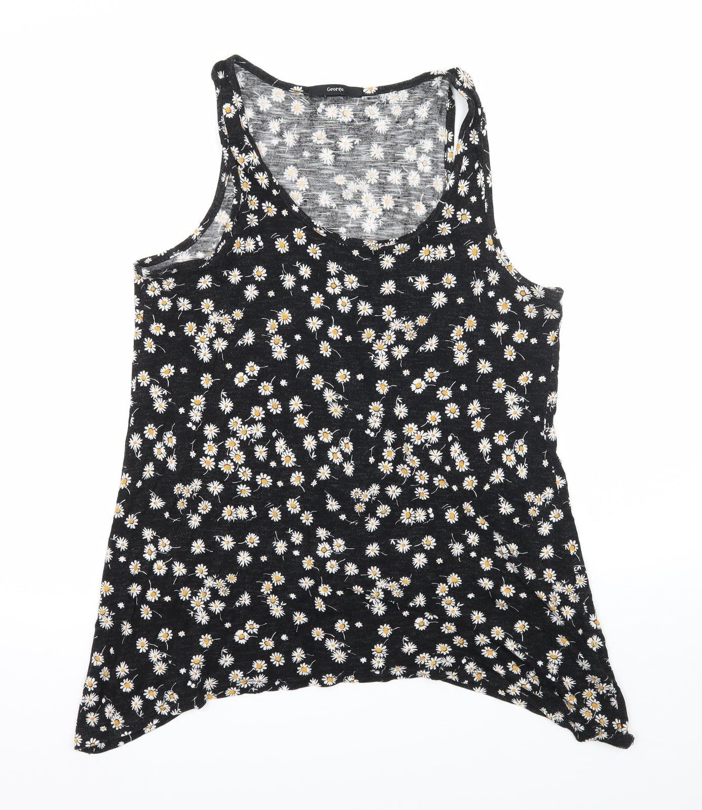 George Womens Black Floral Jersey Basic Tank Size 12