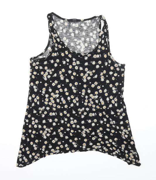 George Womens Black Floral Jersey Basic Tank Size 12