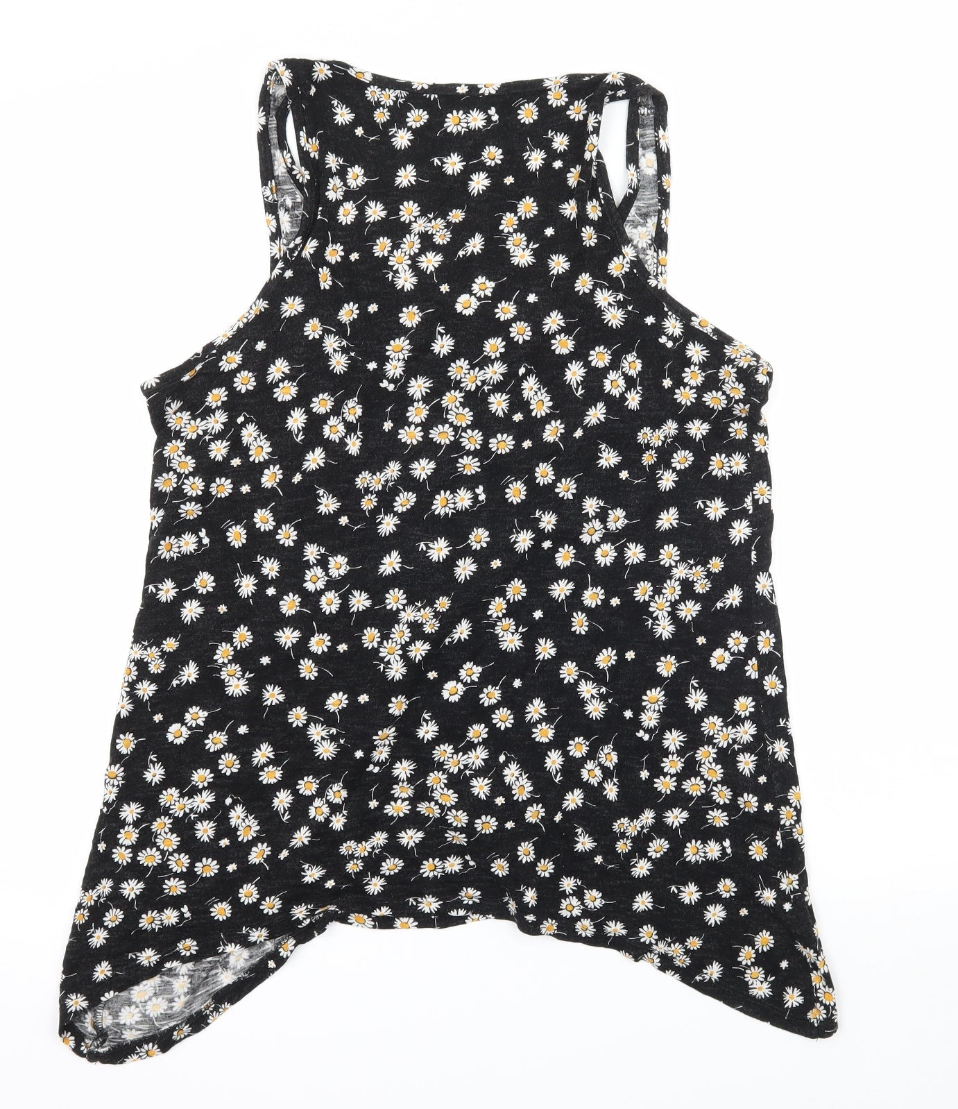 George Womens Black Floral Jersey Basic Tank Size 12