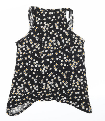 George Womens Black Floral Jersey Basic Tank Size 12