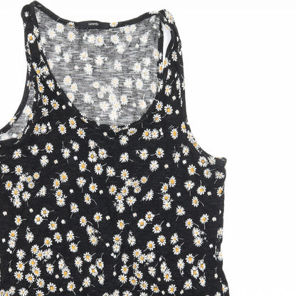 George Womens Black Floral Jersey Basic Tank Size 12