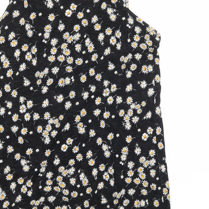 George Womens Black Floral Jersey Basic Tank Size 12