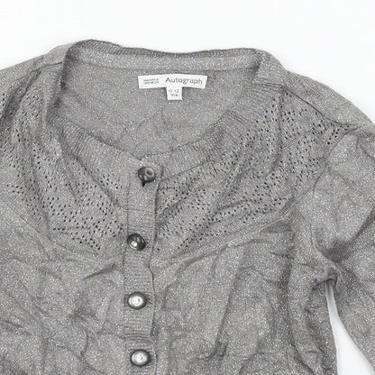 Marks and Spencer Girls Grey  Knit Cardigan Jumper Size 11-12 Years