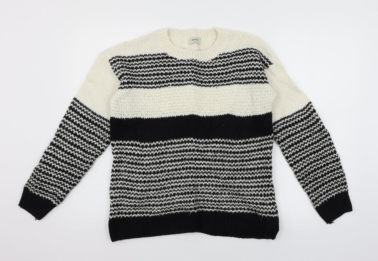 Womens UK Size S Papaya Black Pullover Jumper
