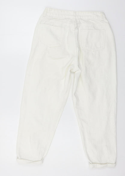 Womens UK Size S Preworn Regular Fit Mom White Jeans