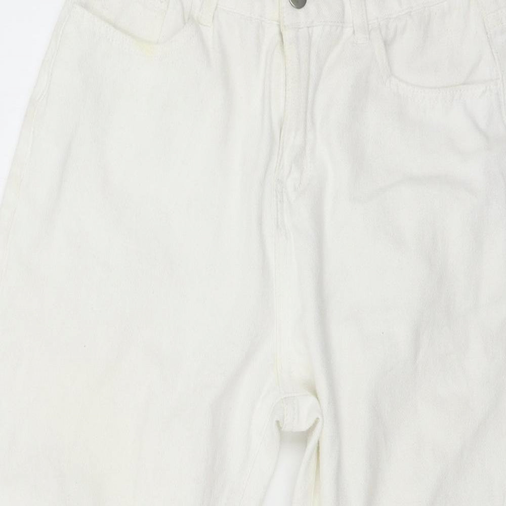 Womens UK Size S Preworn Regular Fit Mom White Jeans