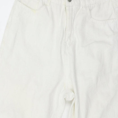 Womens UK Size S Preworn Regular Fit Mom White Jeans