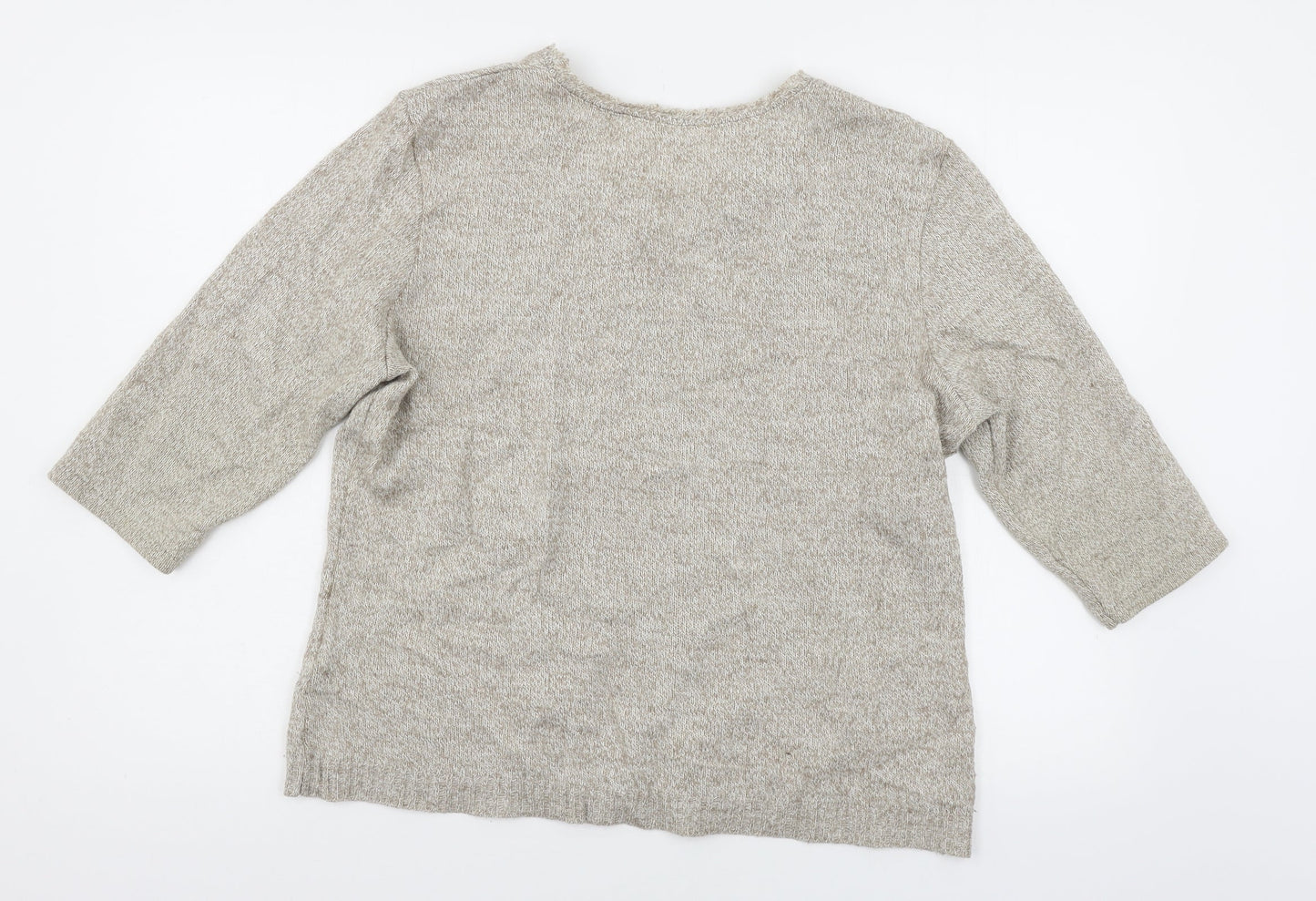 Damart Womens Brown Floral Knit Pullover Jumper Size 14