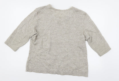 Damart Womens Brown Floral Knit Pullover Jumper Size 14