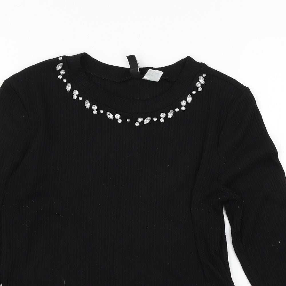 Womens UK Size M Divided by H&M Black Basic T-Shirt