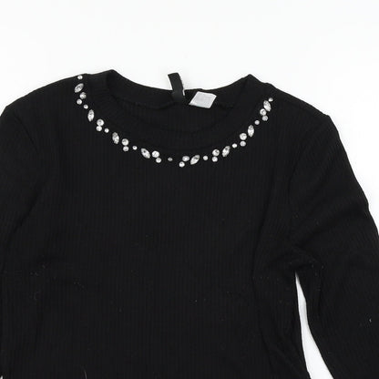 Womens UK Size M Divided by H&M Black Basic T-Shirt
