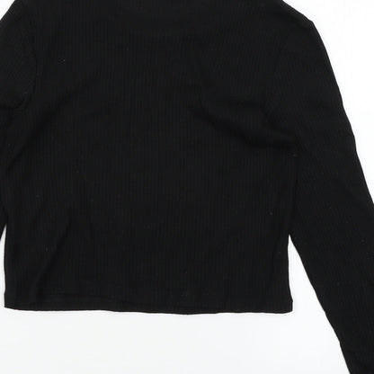 Womens UK Size M Divided by H&M Black Basic T-Shirt