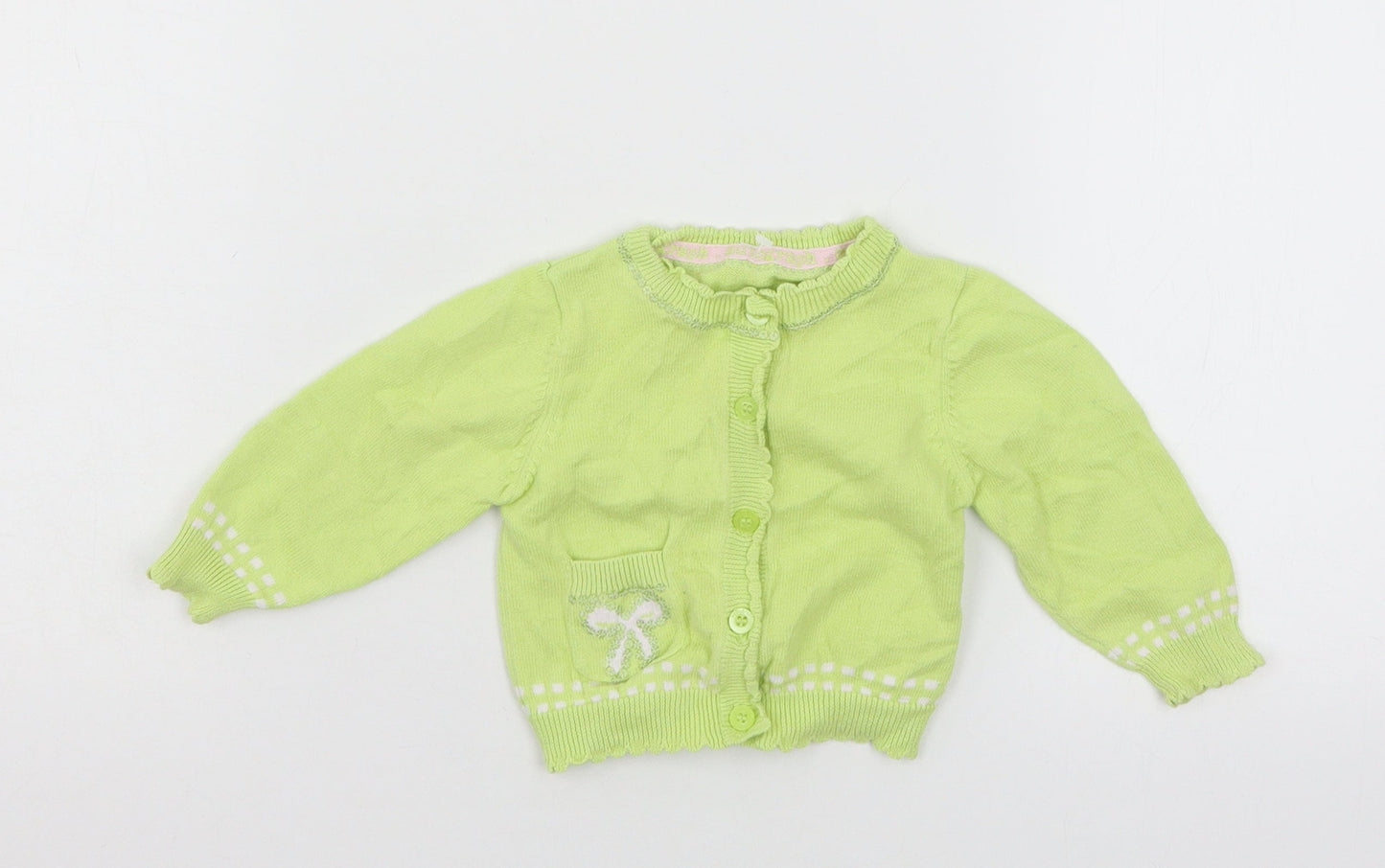 Marks and Spencer Girls Green  Knit Cardigan Jumper Size 3-6 Months