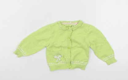 Marks and Spencer Girls Green  Knit Cardigan Jumper Size 3-6 Months