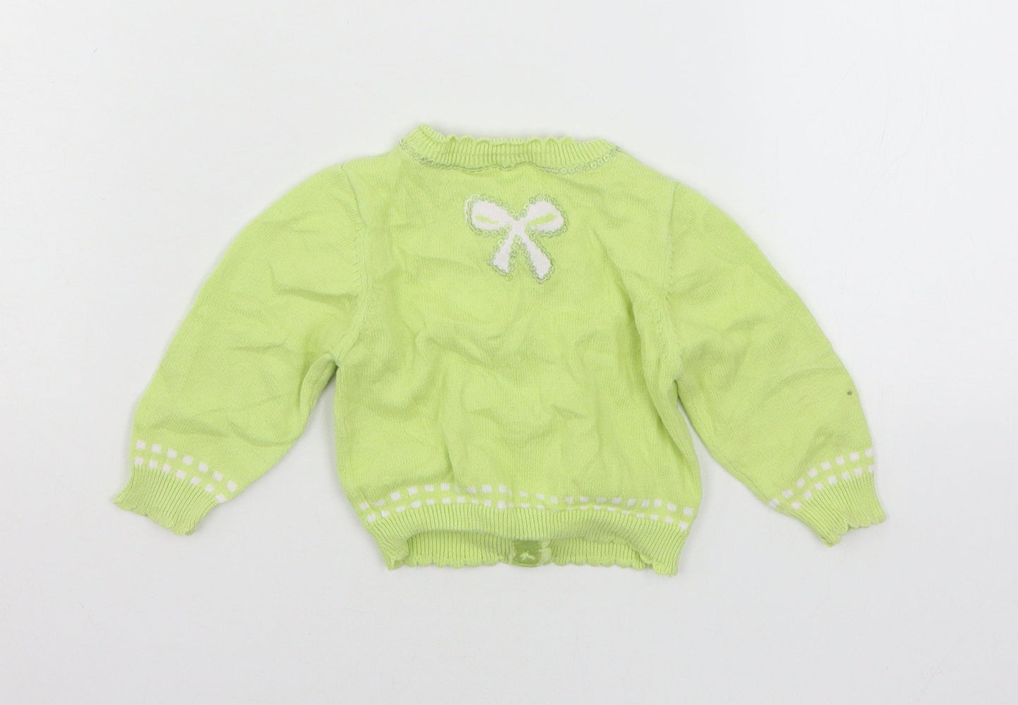 Marks and Spencer Girls Green  Knit Cardigan Jumper Size 3-6 Months