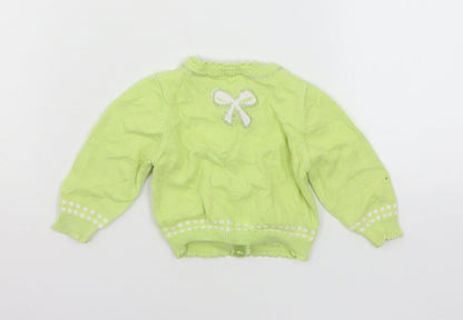 Marks and Spencer Girls Green  Knit Cardigan Jumper Size 3-6 Months