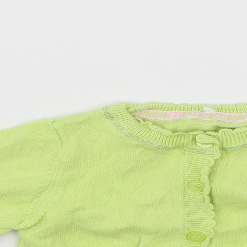 Marks and Spencer Girls Green  Knit Cardigan Jumper Size 3-6 Months