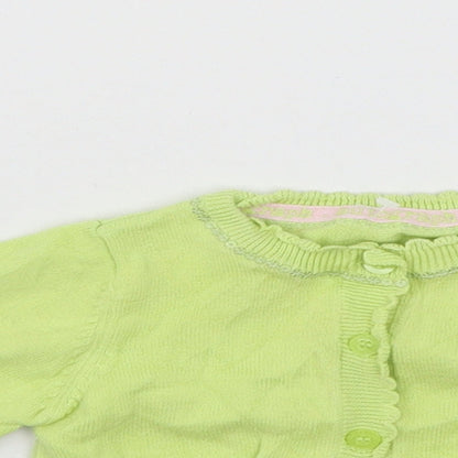 Marks and Spencer Girls Green  Knit Cardigan Jumper Size 3-6 Months