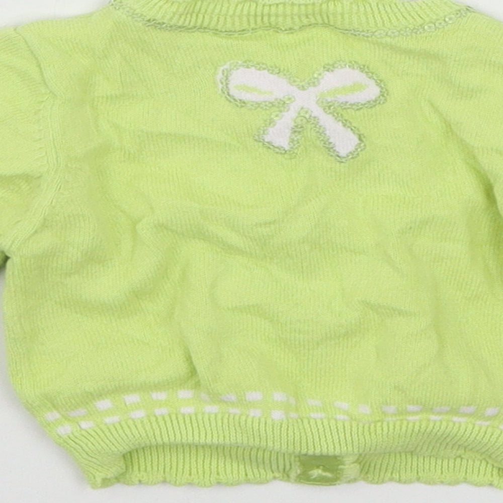 Marks and Spencer Girls Green  Knit Cardigan Jumper Size 3-6 Months