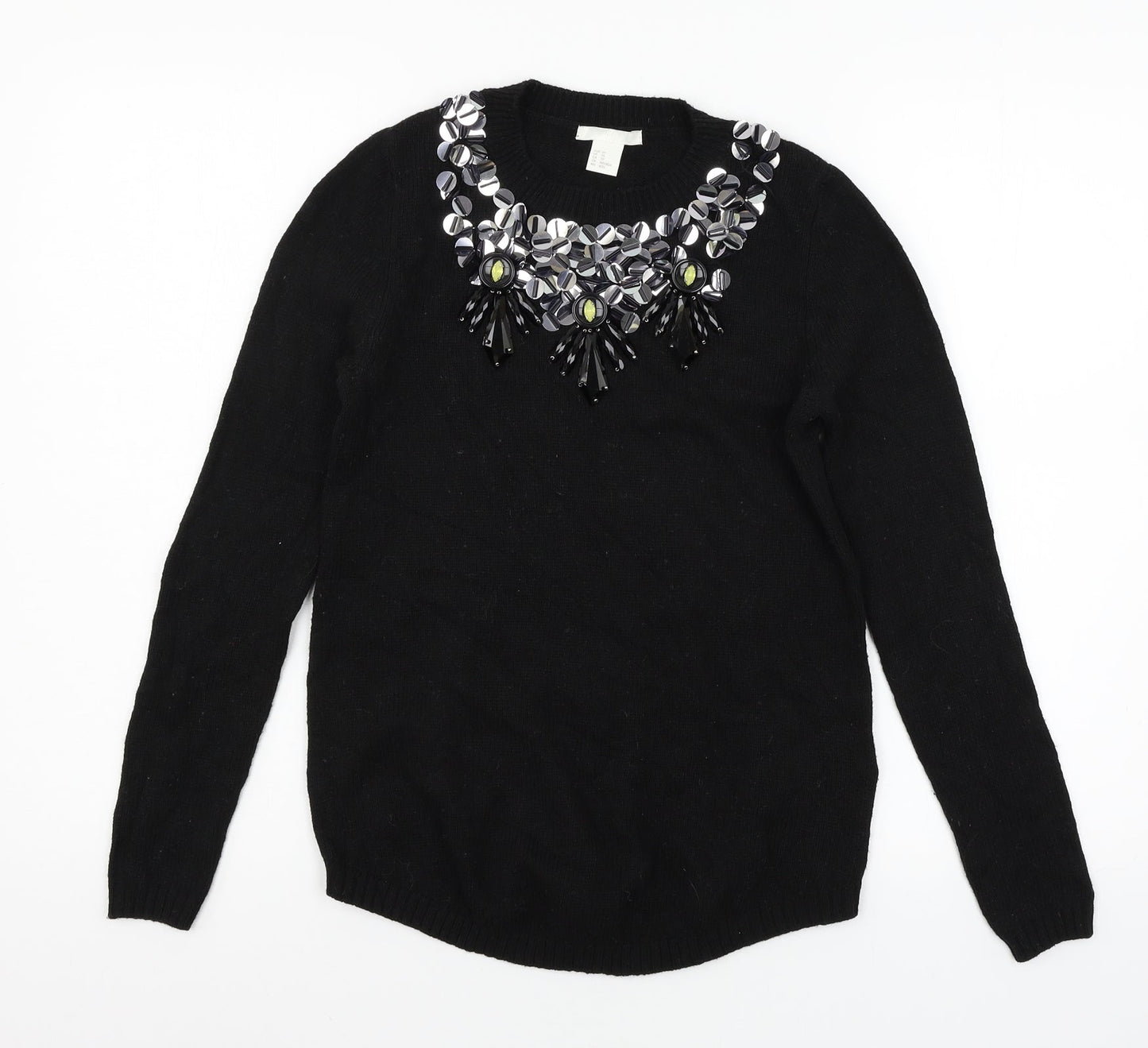 Womens UK Size XS H&M Black Pullover Jumper