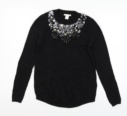 Womens UK Size XS H&M Black Pullover Jumper