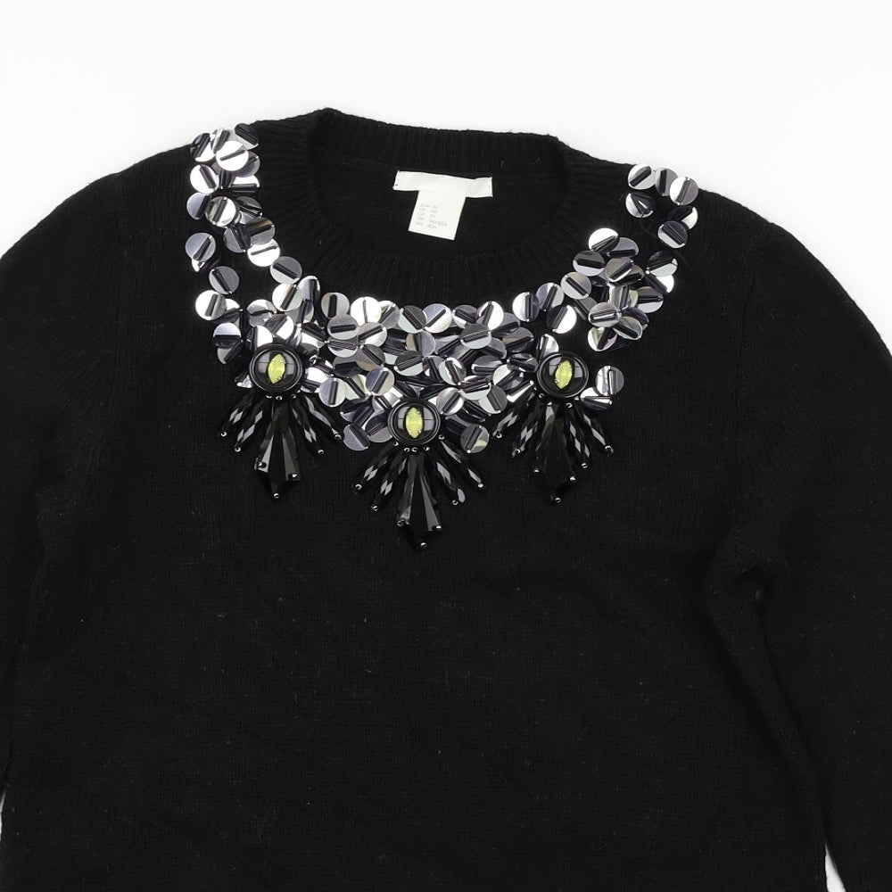 Womens UK Size XS H&M Black Pullover Jumper
