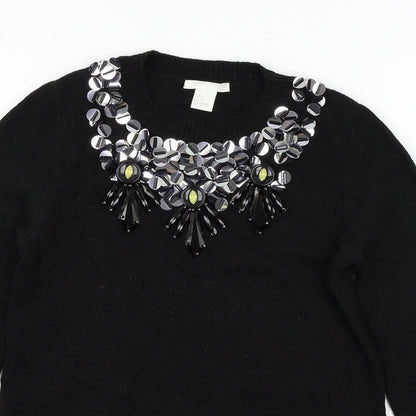 Womens UK Size XS H&M Black Pullover Jumper
