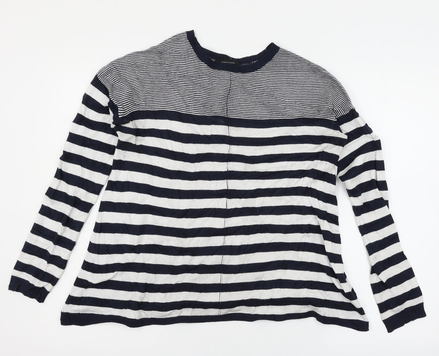 Atmosphere Womens Blue Striped Knit Pullover Jumper Size 10
